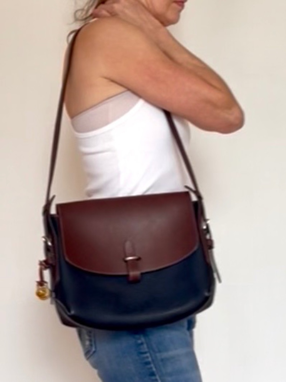 Vintage Dooney & Bourke Navy Brown Duck Crossbody